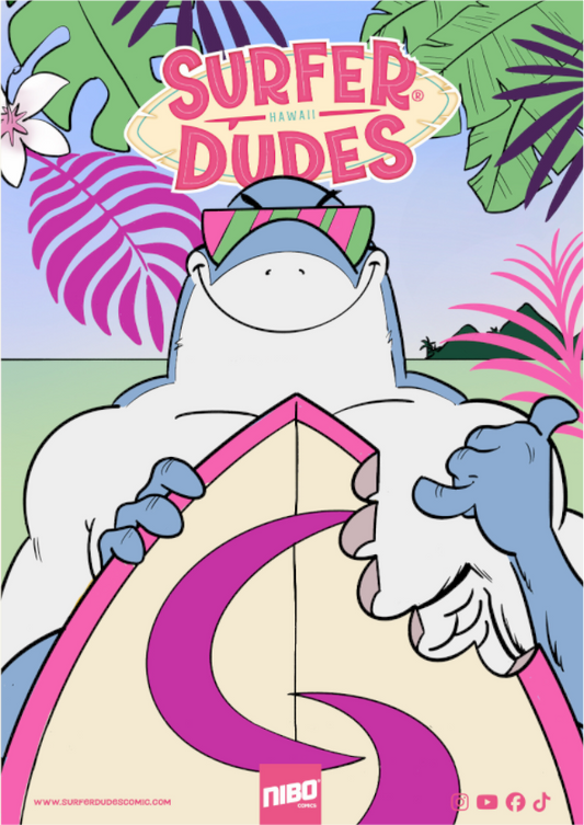 Main image Poster: SharkBite Tropical Island Chill – Surfer Dudes®