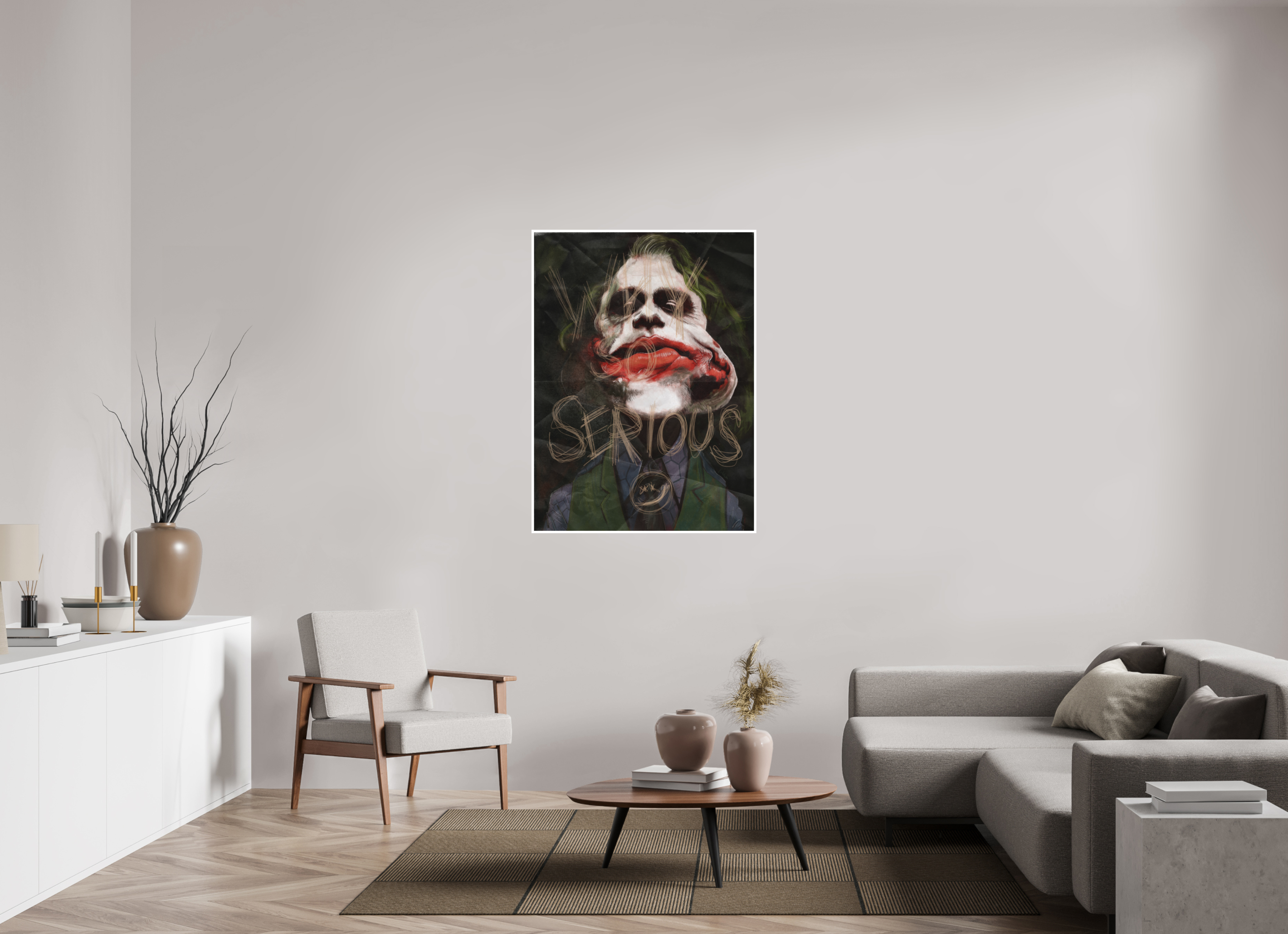 90 x 122,2 cm, Fine ArtPint Hahnemühle PhotoRag mit 1cm Rand Joker Karikatur Print – FineArt Print von NIBO auf Hahnemühle Papier | Premium Celebrity Wandkunst