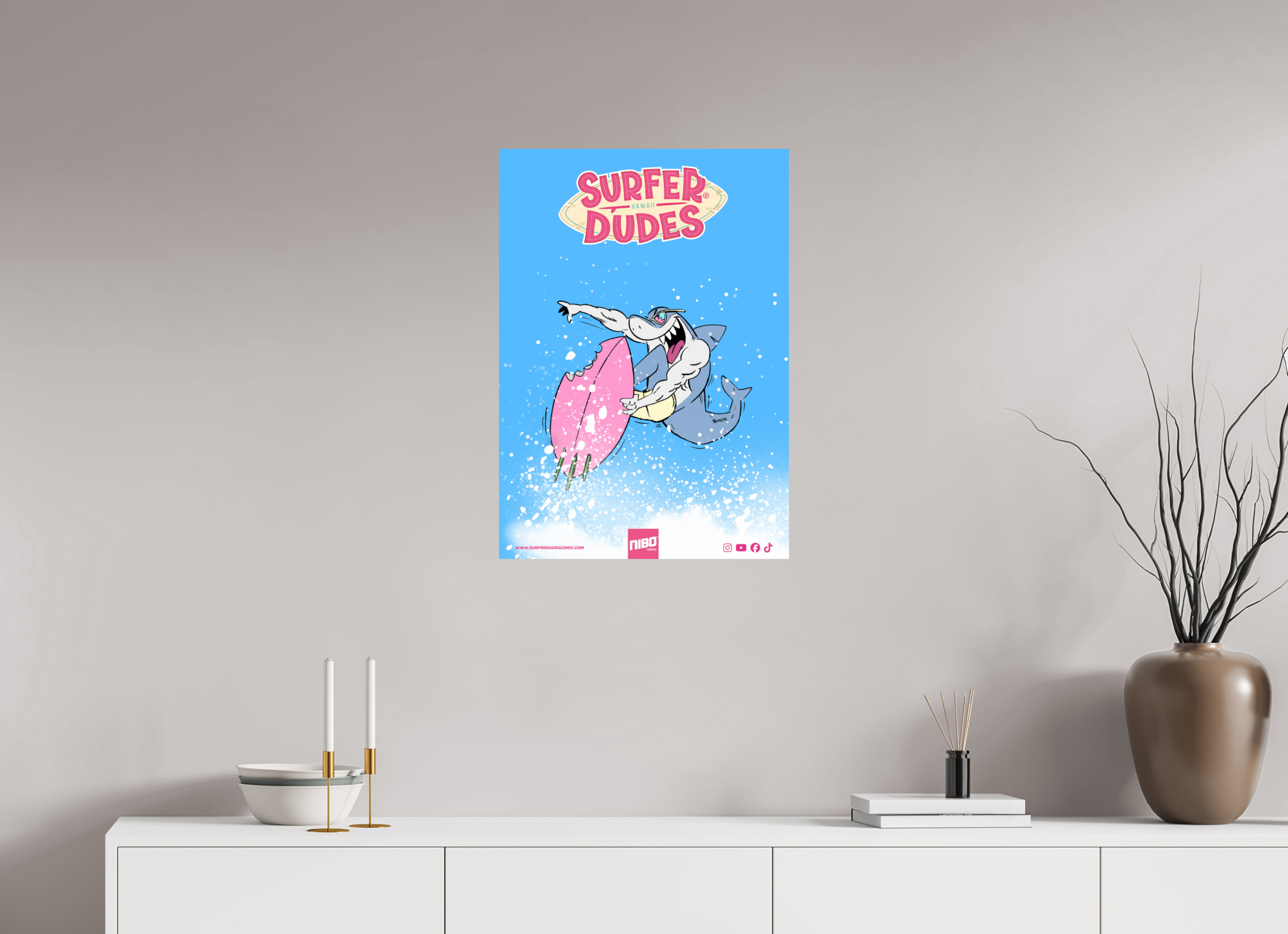 50 x 70,7 cm, Photo Print On Fuji Crystal DP II Poster: SharkBite Surfing – Surf Explosion – Surfer Dudes®