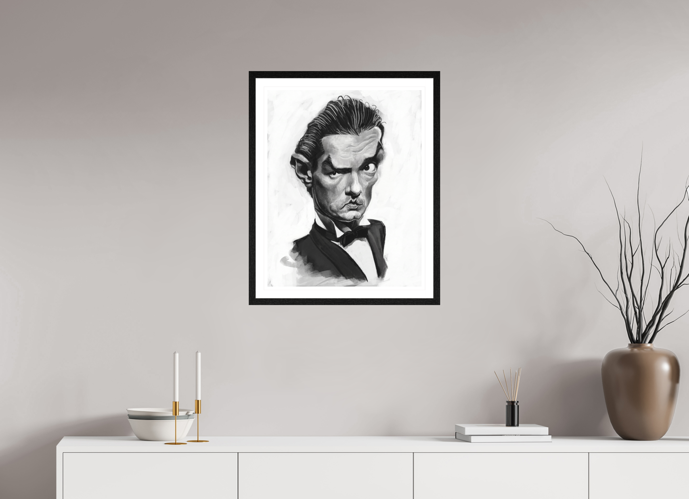 50 x 63,6 cm, FineArt Print mit Holz-Rahmung Eiche Schwarz (20mm) und Passepartout Falco