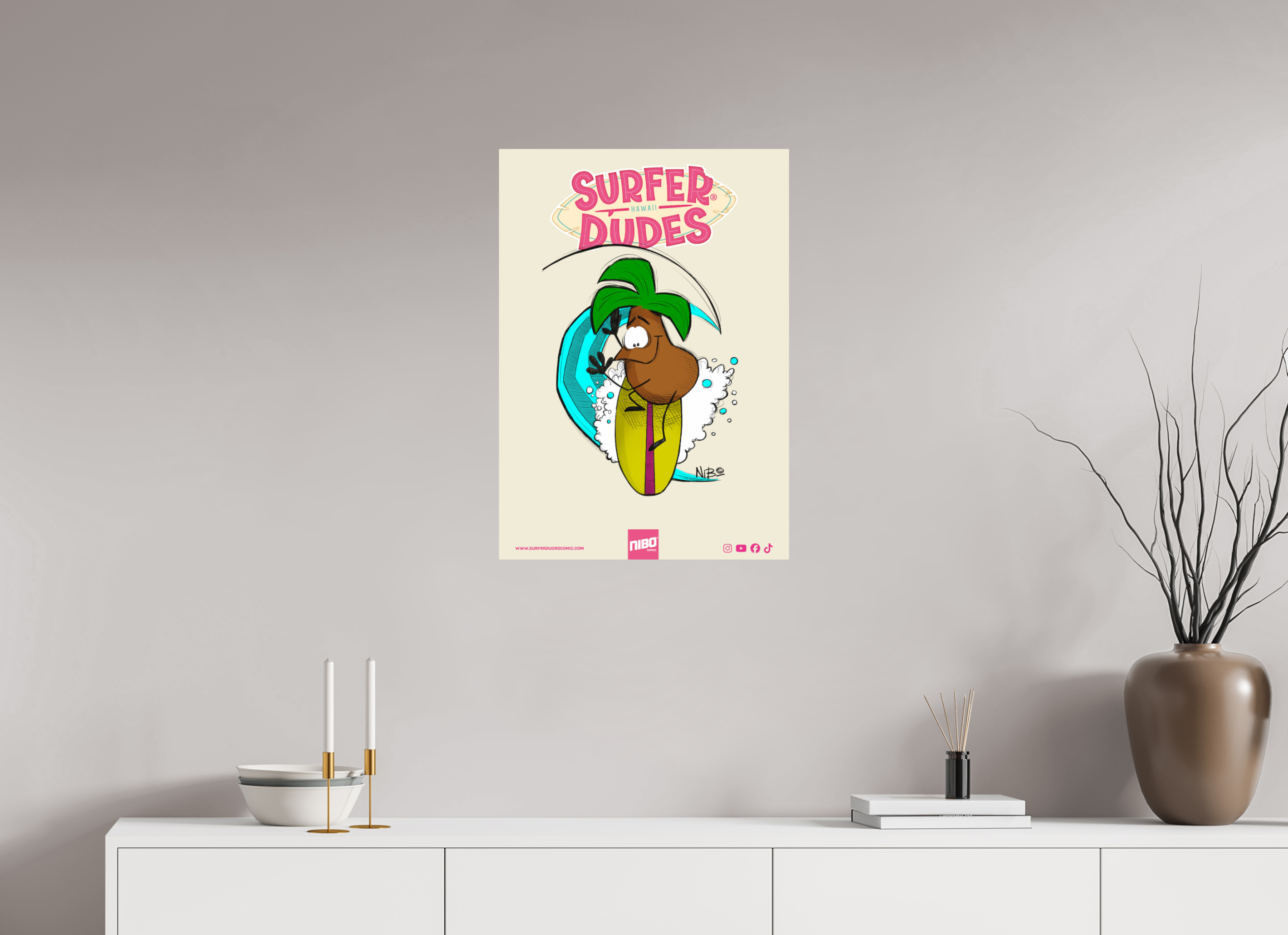 50 x 70,7 cm, Photo Print On Fuji Crystal DP II Poster: Piña Loca – Wave Rider Classic – Surfer Dudes®