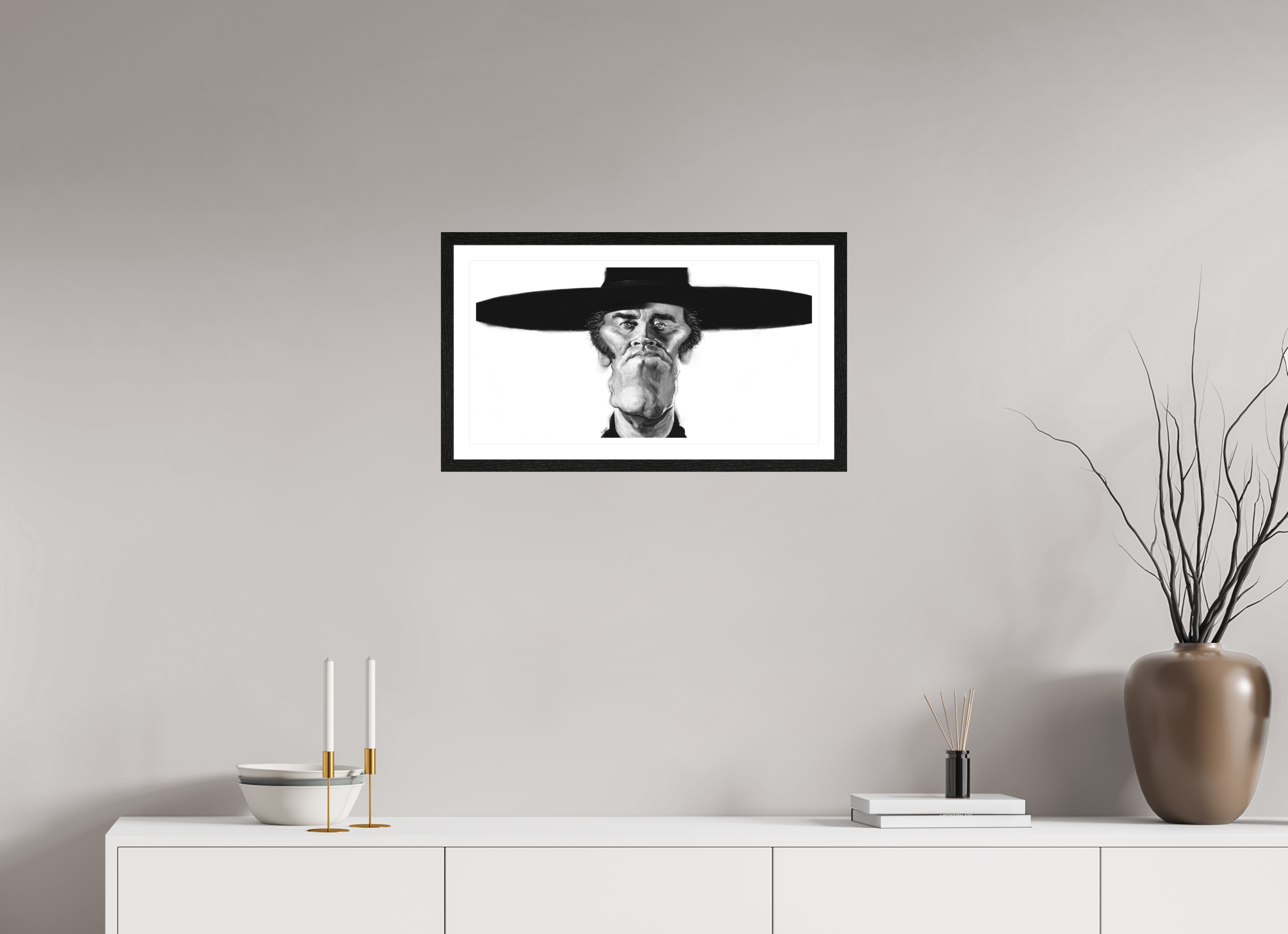 58,2 x 30 cm, FineArt Print mit Holz-Rahmung Eiche Schwarz (20mm) und Passepartout Fonda