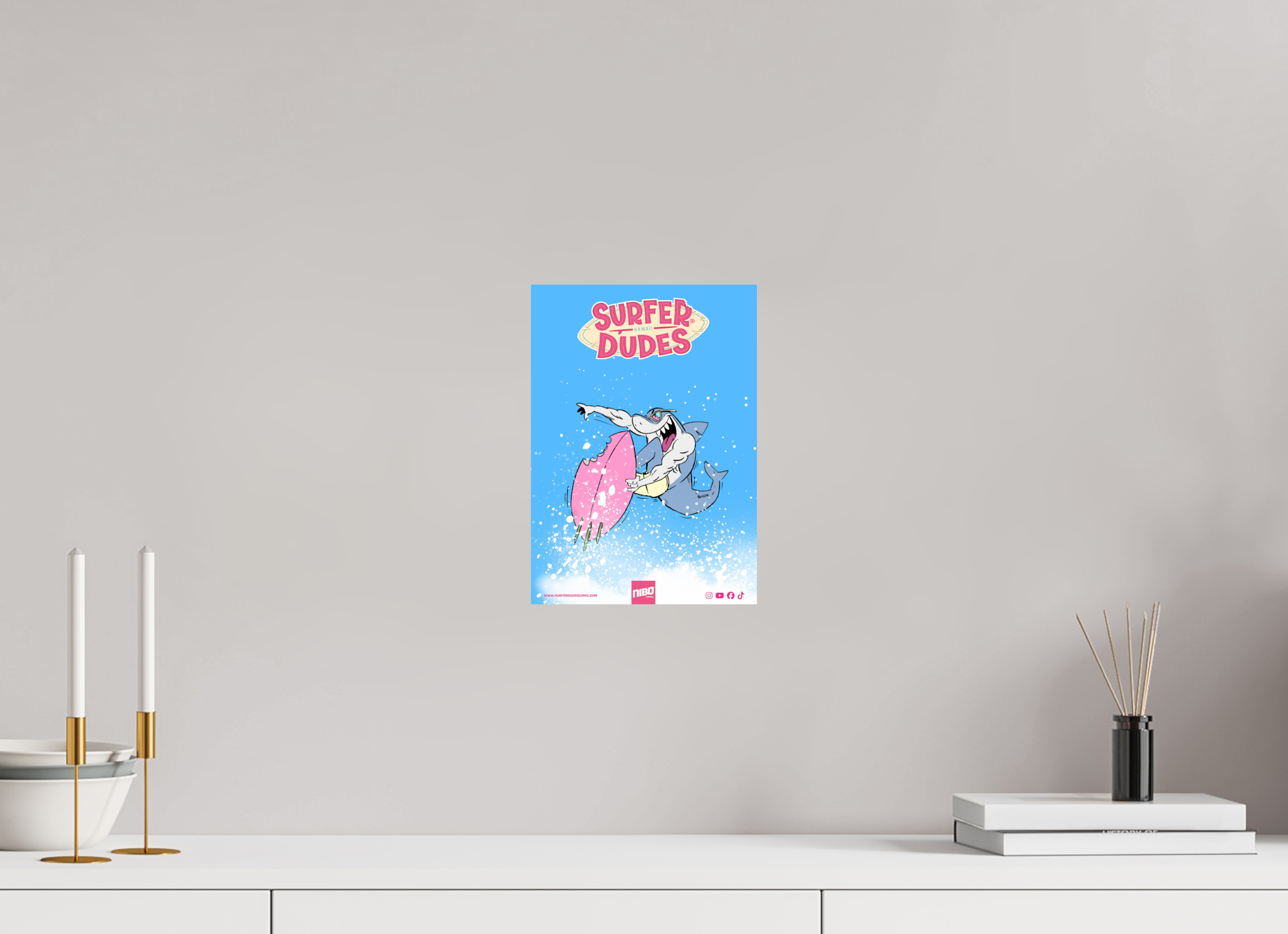 20 x 28,3 cm, Photo Print On Fuji Crystal DP II Poster: SharkBite Surfing – Surf Explosion – Surfer Dudes®