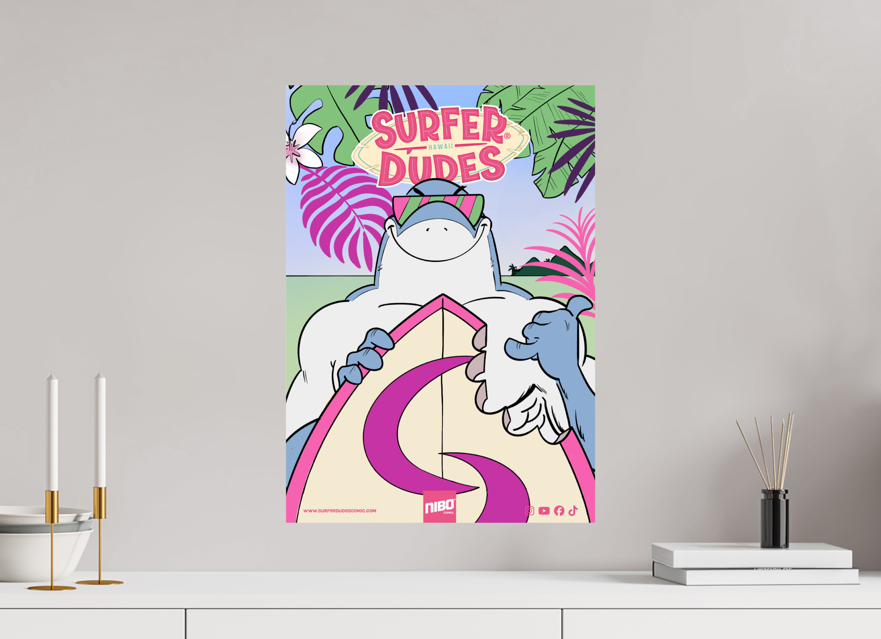 40 x 56,6 cm, Photo Print On Fuji Crystal DP II Poster: SharkBite Tropical Island Chill – Surfer Dudes®