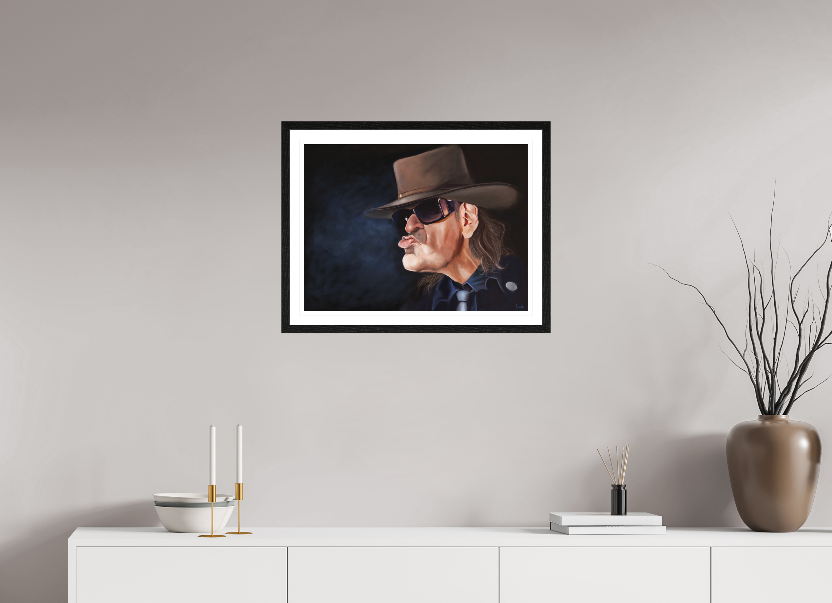 60 x 45 cm, FineArt Print mit Holz-Rahmung (20mm) Eiche Schwarz Udo