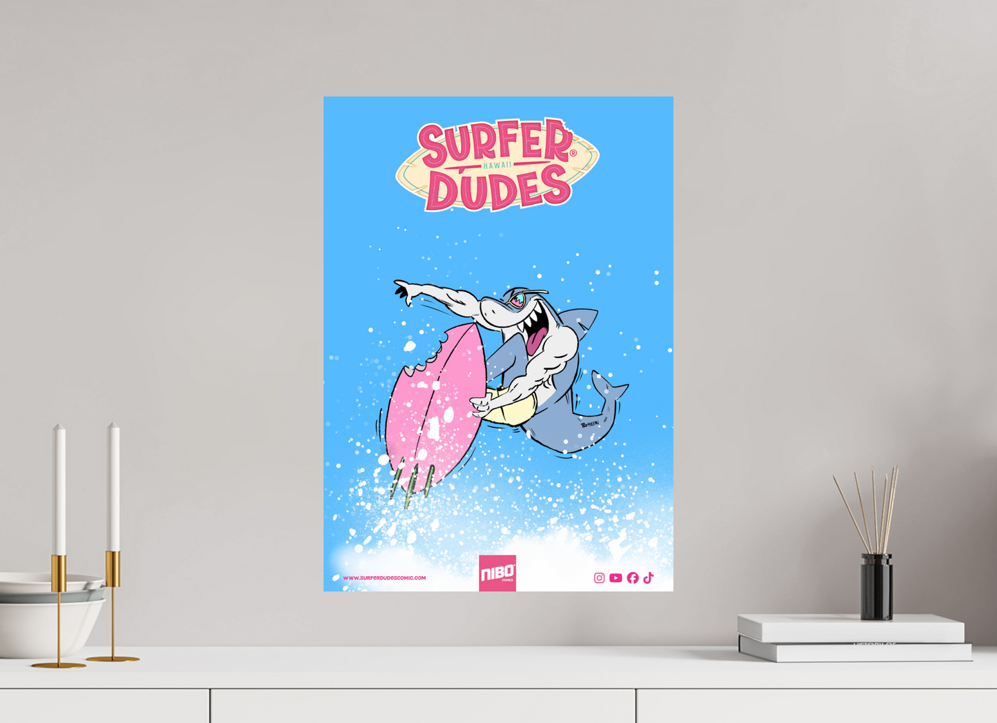 40 x 56,6 cm, Photo Print On Fuji Crystal DP II Poster: SharkBite Surfing – Surf Explosion – Surfer Dudes®