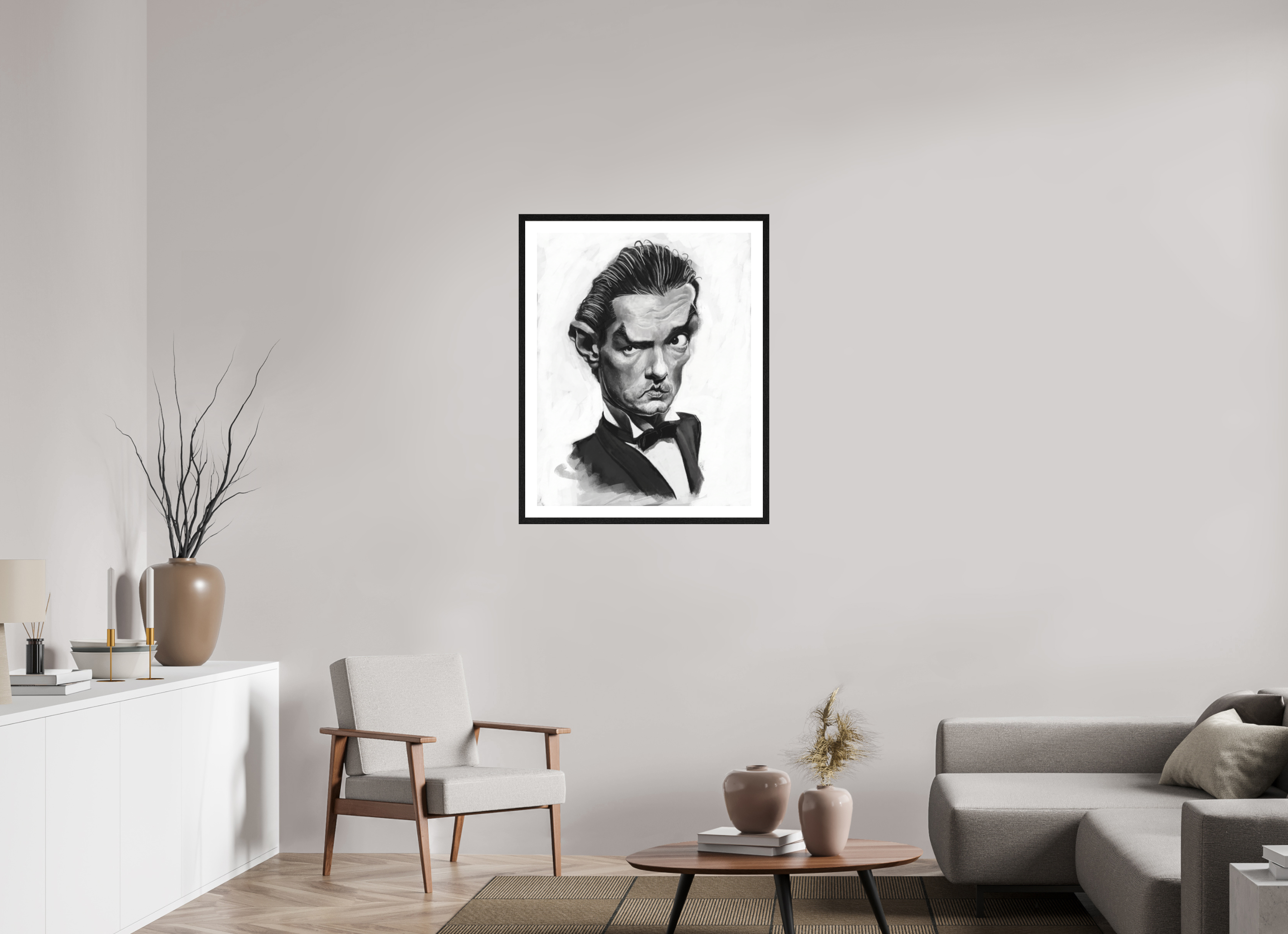 70 x 89,1 cm, FineArt Print mit Holz-Rahmung Eiche Schwarz (20mm) und Passepartout Falco