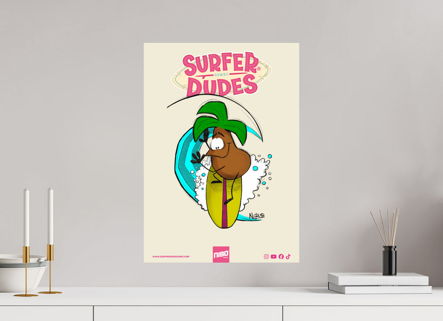 40 x 56,6 cm, Photo Print On Fuji Crystal DP II Poster: Piña Loca – Wave Rider Classic – Surfer Dudes®